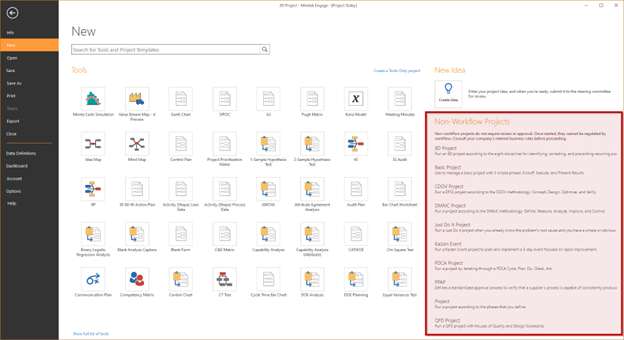 Mit deaktivierten Nicht-Workflow-Projektvorlagen interagieren